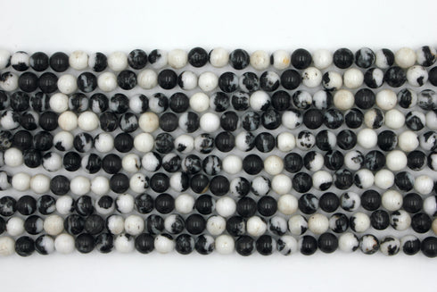 Black & White Jasper Gemstone Beads, 8mm, Round